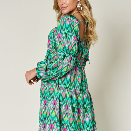 Double Take Full Size Printed Long Sleeve Dress