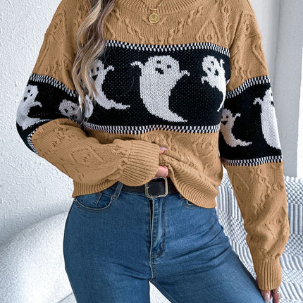 Ghost Round Neck Long Sleeve Sweater