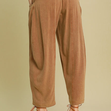 Umgee Elastic Waist Baggy Fit Pants with Pockets