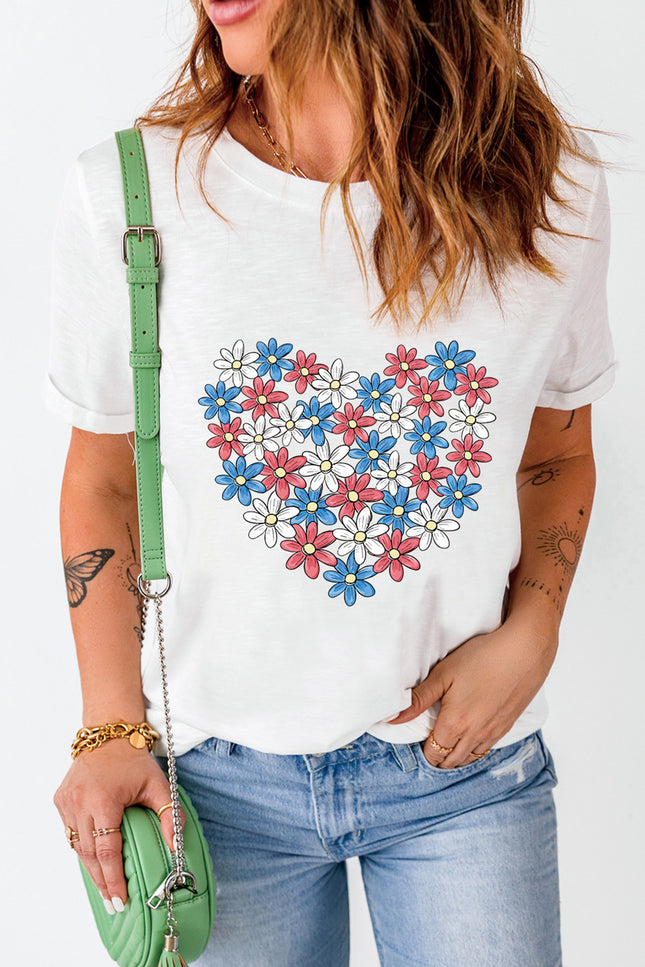 Flower Graphic Round Neck Short Sleeve T-Shirt - Vickie Lynn's