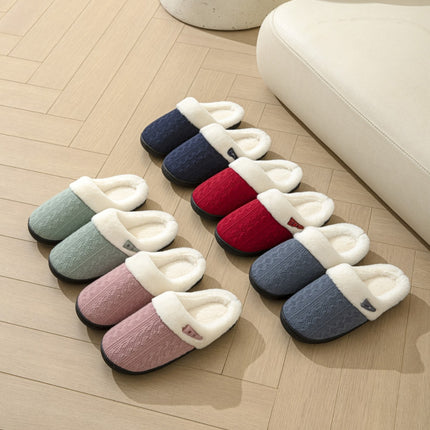 Horn Buckle Furry Texture Flat Slippers