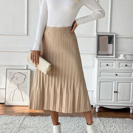 Perfee Pleated Midi Sweater Skirt