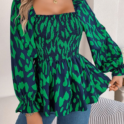 Square Neck Flounce Sleeve Blouse