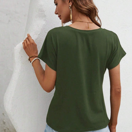 Asymmetric Hem Round Neck T-Shirt