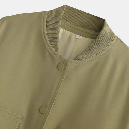Pocketed Snap Down Baseball Collar Jacket