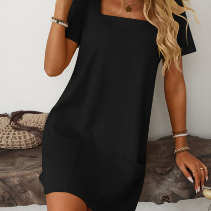 Mandy Square Neck Short Sleeve Mini Dress