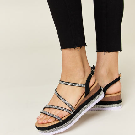 Forever Link Rhinestone Strappy Wedge Sandals