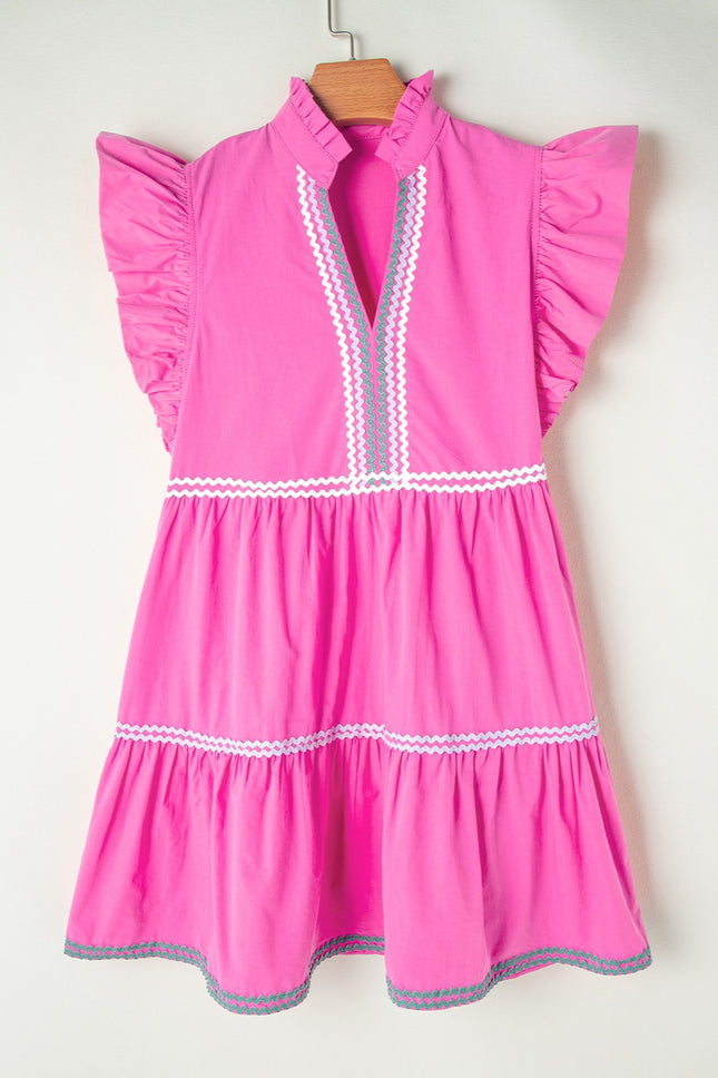 Ruffled Notched Cap Sleeve Mini Dress - Vickie Lynn's