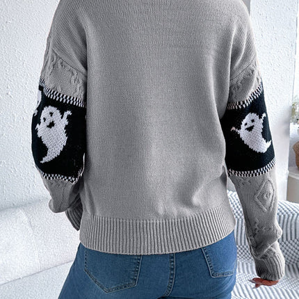 Ghost Round Neck Long Sleeve Sweater