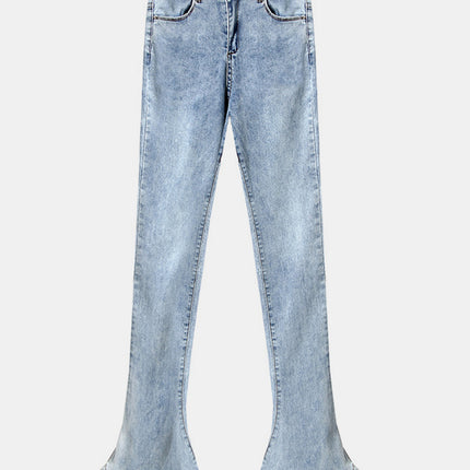 Buttoned Bootcut Jeans with Pockets