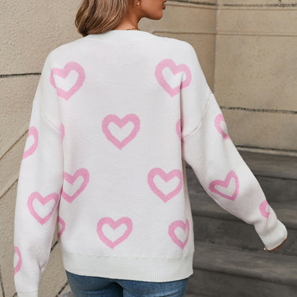 Angel Wings Heart Round Neck Dropped Shoulder Long Sleeve Sweater