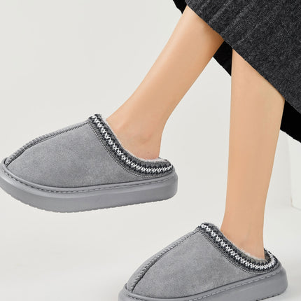 Faux Fur Suede Platform Slippers