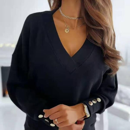 V-Neck Long Sleeve Sweatshirt