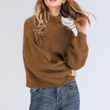 Double Take Turtleneck Rib-Knit Dropped Shoulder Sweater