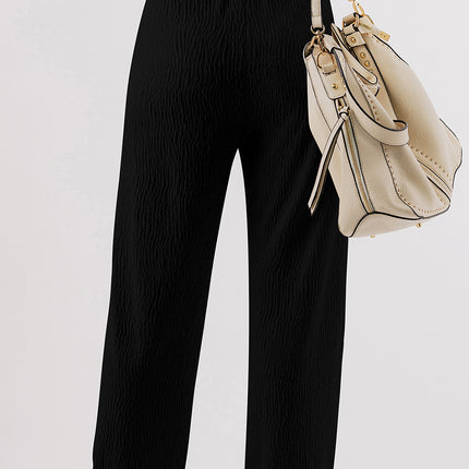 Textured Straight Leg Pants