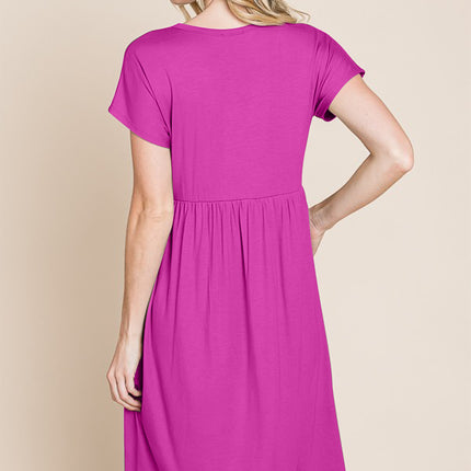 BOMBOM V-Neck Short Sleeve Dress