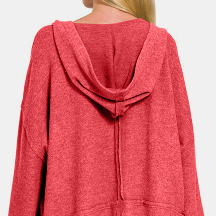 Zenana Brushed Hacci Exposed Seam Hoodie