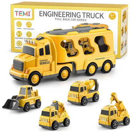 TEMI Diecast Carrier Truck Toys Cars Engineering  Vehicles  Excavator Bulldozer Truck Model Sets Kids Educational Boys For Toys