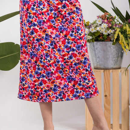 Celeste Full Size Floral A-Line Midi Skirt