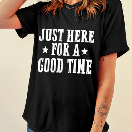 Letter Graphic Round Neck Short Sleeve T-Shirt