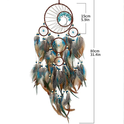 2023 New Dream catchers Retro 5 Ring Dream Catchers Home Decoration Indians Natural Stone Tree of Life Dreamcatcher Wall Hanging