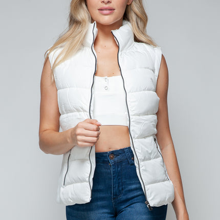 Snobbish Zip Up Turtleneck Vest with Pockets