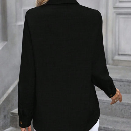 Button Up Collared Neck Long Sleeve Shirt