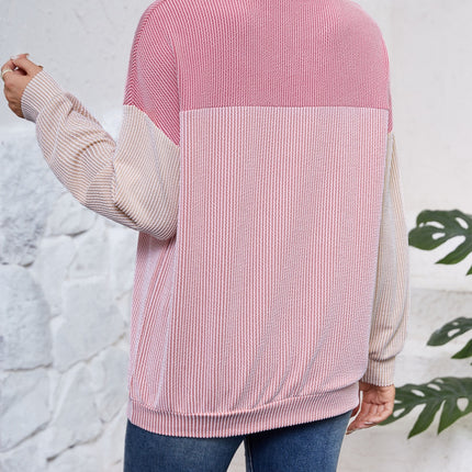 Lovelet Color Block Round Neck Long Sleeve Sweatshirt