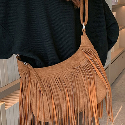 Suede Fringe Adjustable Strap Shoulder Bag