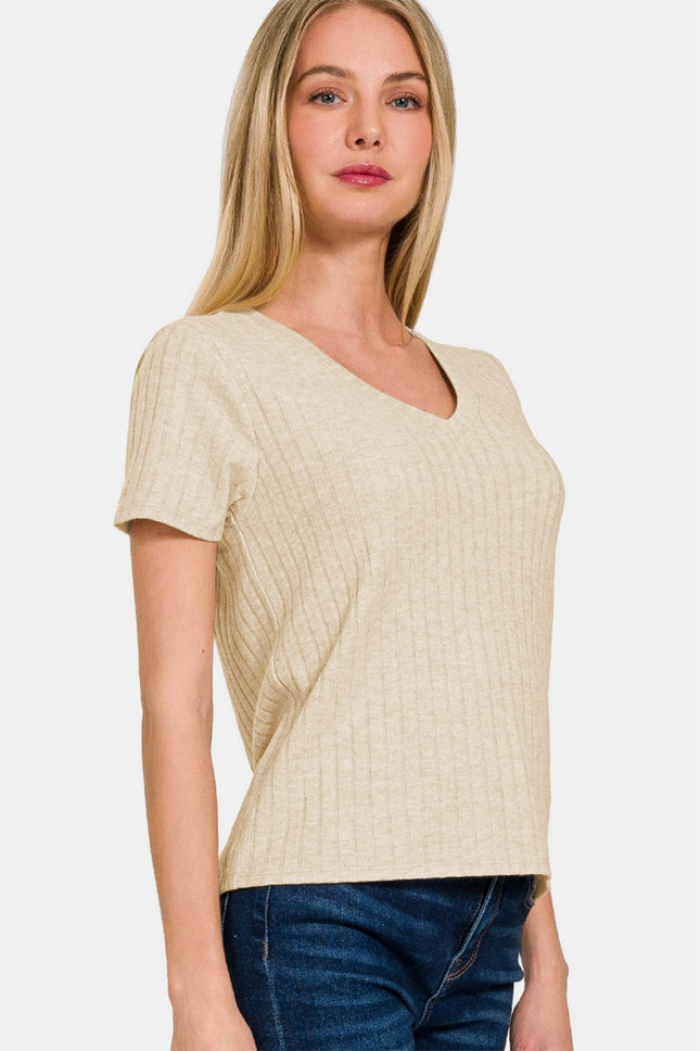 Zenana Ribbed Short Sleeve T-Shirt