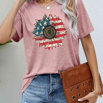 US Flag Flower Graphic Tee