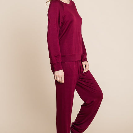 Super Lady Round Neck Raglan Sleeve Top and Pants Lounge Set