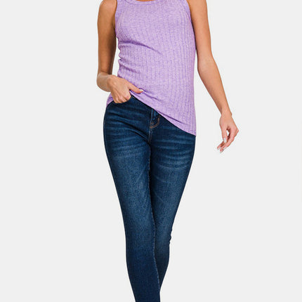 Zenana Ribbed Round Neck Tank