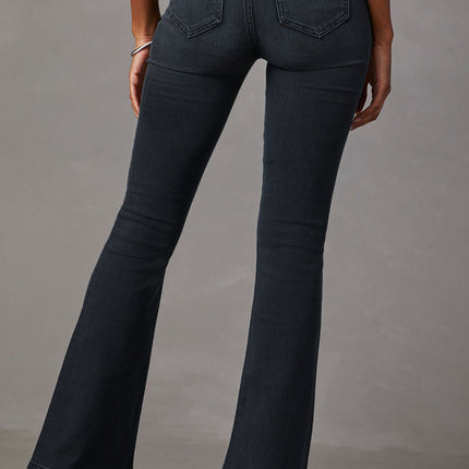 Buttoned Bootcut Jeans with Pockets