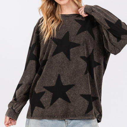 SAGE + FIG Mineral Wash Star Pattern T-Shirt