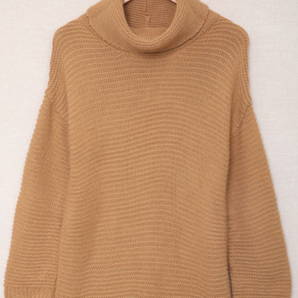 Side Slit Turtleneck Long Sleeve Sweater