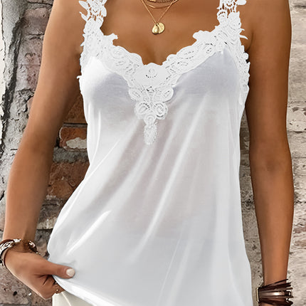 Full Size Lace Detail V-Neck Tank