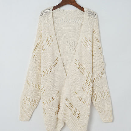 Openwork Open Front Long Sleeve Cardigan