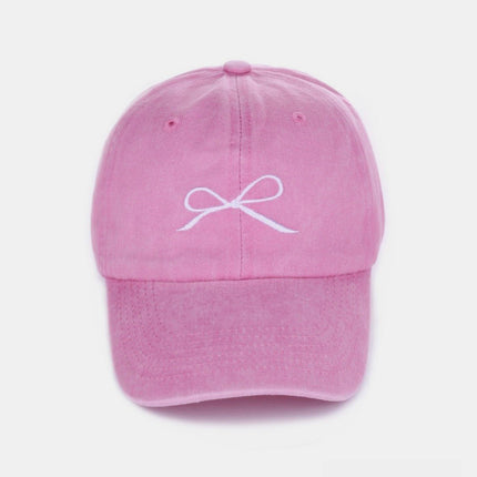 Zenana Bow Embroidered Washed Cotton Caps