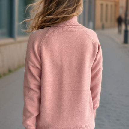 Solid Color Turtleneck Long Sleeve Sweater