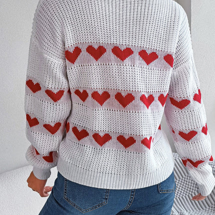 Heart Johnny Collar Long Sleeve Sweater