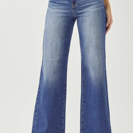 RISEN High Waist Raw Hem Wide Leg Jeans