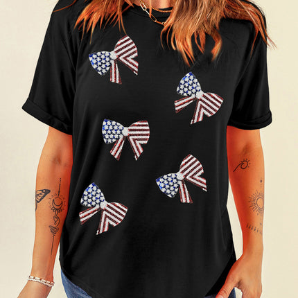 US Flag Round Neck Short Sleeve T-Shirt