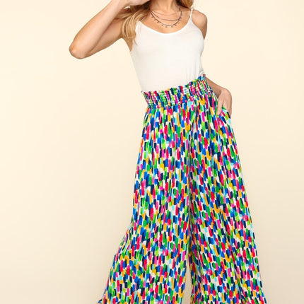 Haptics Smocked Waist Abstract Print Pants