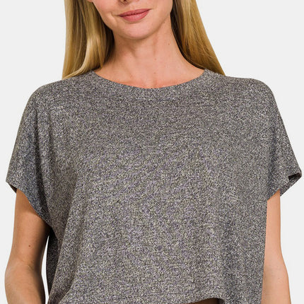 Zenana Short Sleeve Round Neck Cropped T-Shirt