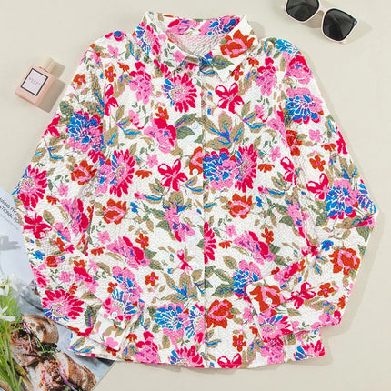 Floral Collared Neck Long Sleeve Shirt