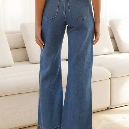 High Waist Bootcut Jeans with Pockets