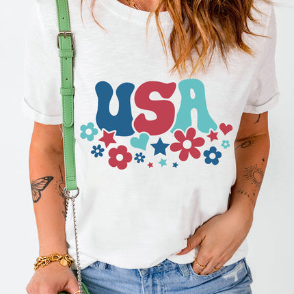 USA Round Neck Short Sleeve T-Shirt