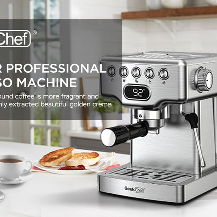 Geek Chef Espresso Machine, With Milk Frother For Latte, Cappuccino, Macchiato