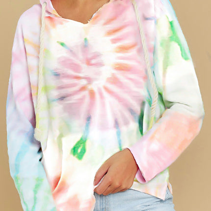 Drawstring Tie-Dye Long Sleeve Hoodie